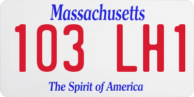 MA license plate 103LH1