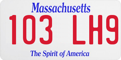 MA license plate 103LH9