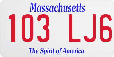 MA license plate 103LJ6