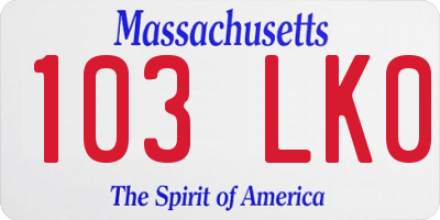MA license plate 103LK0