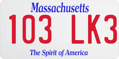 MA license plate 103LK3