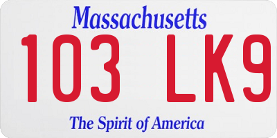 MA license plate 103LK9