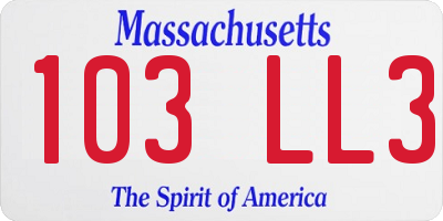 MA license plate 103LL3