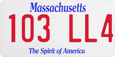 MA license plate 103LL4