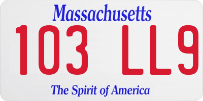 MA license plate 103LL9
