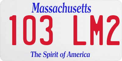 MA license plate 103LM2