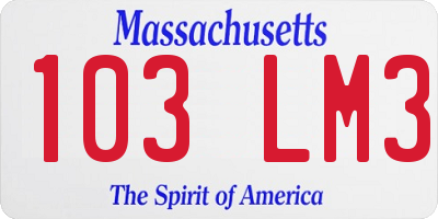 MA license plate 103LM3