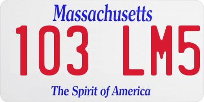 MA license plate 103LM5