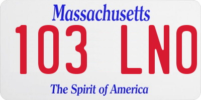 MA license plate 103LN0