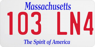 MA license plate 103LN4