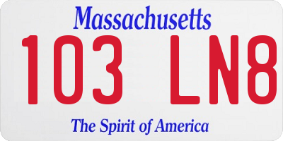 MA license plate 103LN8