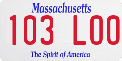 MA license plate 103LO0