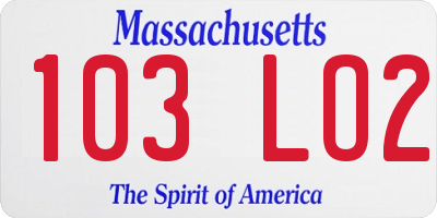 MA license plate 103LO2