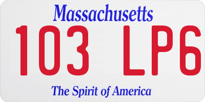 MA license plate 103LP6