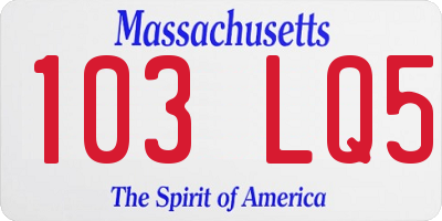 MA license plate 103LQ5