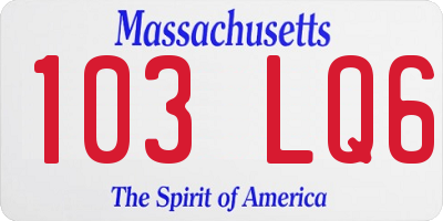 MA license plate 103LQ6