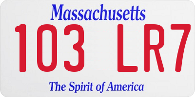 MA license plate 103LR7