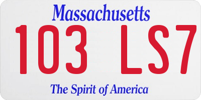 MA license plate 103LS7