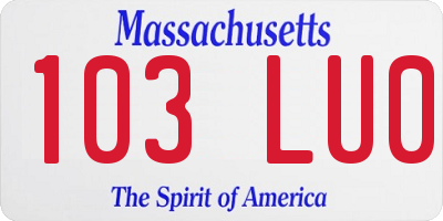 MA license plate 103LU0