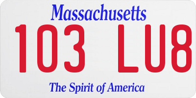 MA license plate 103LU8