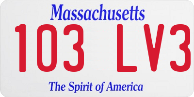 MA license plate 103LV3