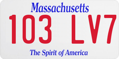 MA license plate 103LV7
