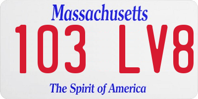 MA license plate 103LV8