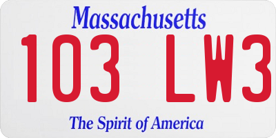 MA license plate 103LW3