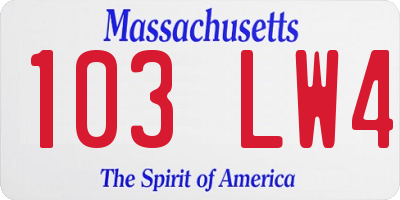 MA license plate 103LW4