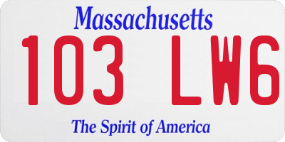 MA license plate 103LW6