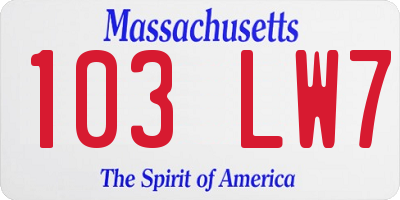 MA license plate 103LW7