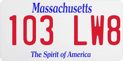 MA license plate 103LW8