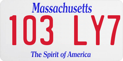 MA license plate 103LY7