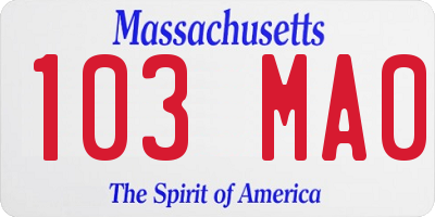 MA license plate 103MA0