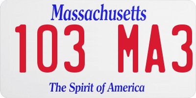 MA license plate 103MA3