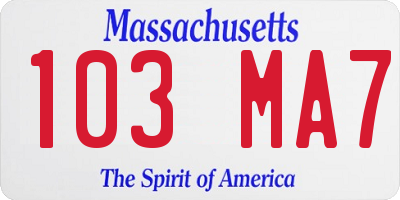 MA license plate 103MA7