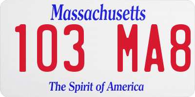 MA license plate 103MA8