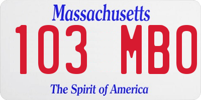 MA license plate 103MB0