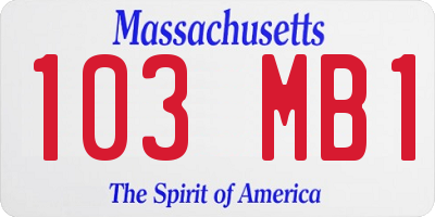 MA license plate 103MB1