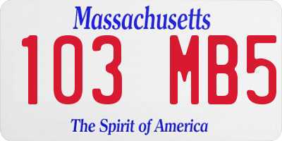 MA license plate 103MB5