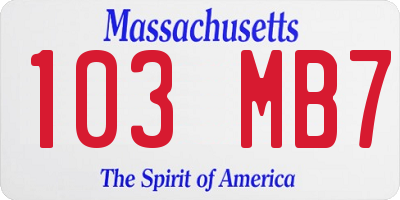 MA license plate 103MB7