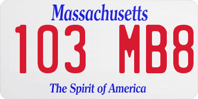 MA license plate 103MB8