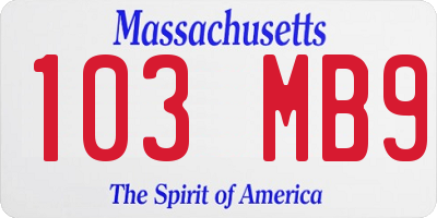 MA license plate 103MB9