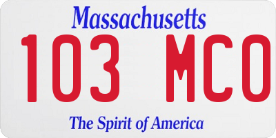 MA license plate 103MC0