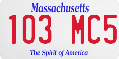 MA license plate 103MC5