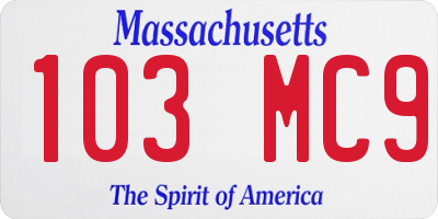MA license plate 103MC9