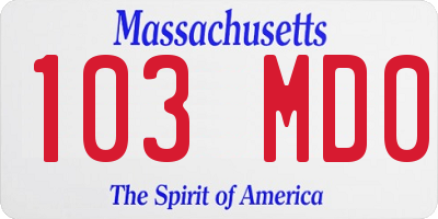 MA license plate 103MD0