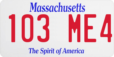 MA license plate 103ME4