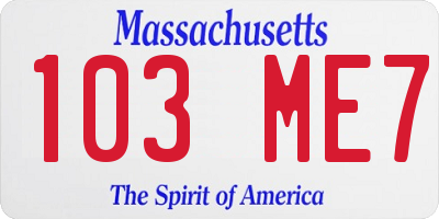 MA license plate 103ME7