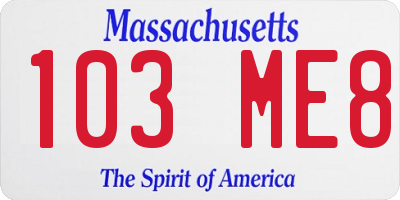 MA license plate 103ME8